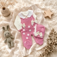 Combinaison en coton doux KAIYUE pour nouveau-né, tricot gaufré, avec bonnet, couleur unie, prête à imprimer, combinaison personnalisée pour bébé