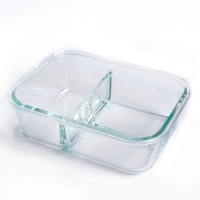 Boîtes alimentaires en verre hermétiques JM avec compartiment à 2 niveaux, boîte bento transparente pour micro-ondes, emballage pour repas