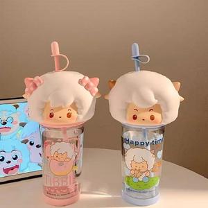 Bouteille d'eau Zuo Mu Cute Cat en Tritan sans BPA avec paille pour le camping et l'usage quotidien - Product Image 2