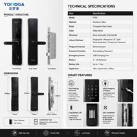 Cerradura Biométrica Inteligente Yomoga de Aleación de Zinc para Muebles y Puertas, con Huella Digital, Tarjeta RFID, WiFi y App, para Uso en Hoteles y Centros Comerciales