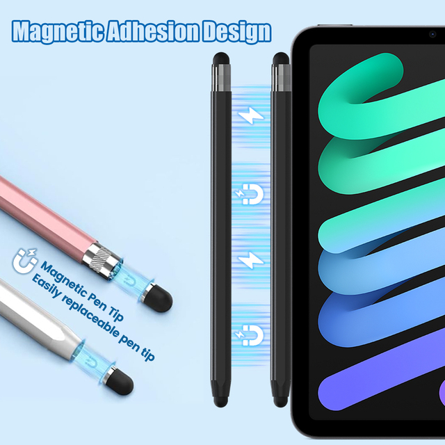 Universal Metal Stylus Pens for Touch Screen Mobile Devices with Magnetic Attraction & Replaceable Nib Custom Logo Available