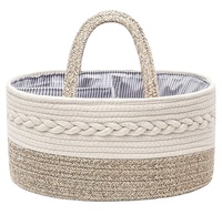 Panier de rangement portable en corde de coton pour couches de bébé avec séparateur amovible