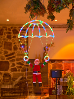 LED-Weihnachtsdekoration für den Außenbereich, wasserdicht, IP65, Weihnachtsmann-Fallschirm-Lichterkette, 8-Modus-Controller, dimmbar, für Heimdekoration