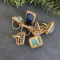 Bagues en pierres précieuses naturelles à prix de gros : Turquoise africaine, Pierre du soleil, Labradorite, Améthyste, Obsidienne, Bague ajustable en zircon cubique