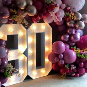 Wedding Supplier giant large acrylic Marry Events Props 4ft LED Light Letters Large Marquee Letters numbers