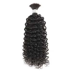 Wholesale bulk human hair indian 100% remy kinky curly braiding hair