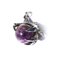 Améthyste Vert Or Animal Griffe d'Aigle Boule de Dragon Pendentif Gothique Vent Collier Cristal Naturel Jade Boule de Griffe de Dragon Pierre Précieuse