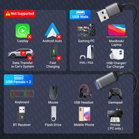Divisor USB 1 en 2 salidas Cable divisor USB Adaptador de doble puerto doble para carga, Alimentación y datos HUB de 2 puertos para PC portátil