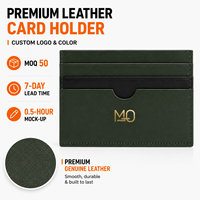 Cartera de Cuero Verde Oliva Personalizada para Hombre, para la Oficina y el Viaje, con Bolsillo para el Pulgar y Almacenamiento Delgado con Múltiples Ranuras, ODM
