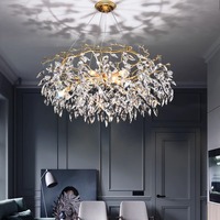 Suspension en cristal post-moderne de luxe, style villa française, ovale réglable, pour salon chic, restaurant, hôtel, milieu de gamme