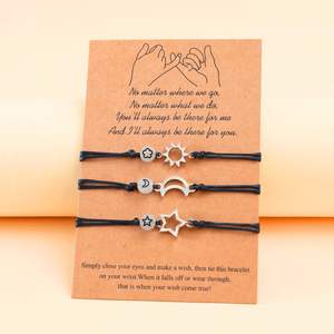 3Pcs/set Bohemian Simple Handmade Knitting Sun Moon Adjustable Luminous Charm Bracelet Lovers <b>Best</b> <b>Friend</b> BFF Gift Gold/Silver - Product Image 5