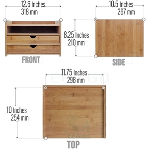 Organisateur de bureau en bambou à 3 niveaux avec tiroirs de taille lettre pour la maison ou le bureau - Product Image 5