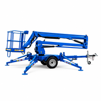 Plateforme élévatrice hydraulique professionnelle de 12 m, remorquable, électrique, pour le levage de personnes, stable, type nacelle, à bras articulé, pour projets municipaux