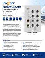 Switch Ethernet PoE Industrial M12 de 8 Puertos con 8 Puertos Fast Ethernet PoE y 2 Puertos de Enlace Ascendente de Fibra Óptica LC Gigabit