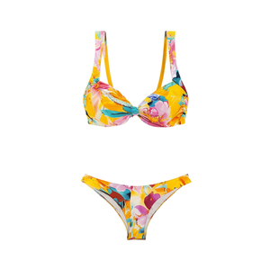 Set bikini da donna HDJ con stampa floreale gialla taglia 42 44 46 48 Costumi da bagno Beachwear - Product Image 2