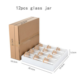Kitchen Products Food Glass Container Lead Free Reusable 12pcs 250ml High Borosilicate Glass <strong>Spice</strong> Jars Set With Bamboo Lids - Product Image 3