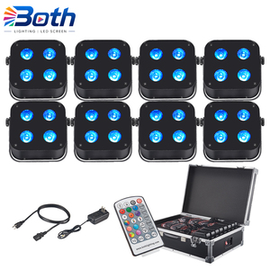 8pcs with case Professional IR4 Mini Battery Uplight 4X12W RGBWA UV LED Wash <b>Light</b> with <b>Wireless</b> DMX Control - Product Image 1