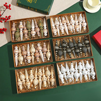 Ensemble de 9 boules de Noël vintage en or crème électroplaqué, effet vieilli, incassables, 16 cm, pour décoration de sapin, coffret cadeau