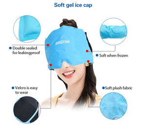 Cappello Rinfrescante/Bollente in Gel Solido Bingfan a Forma di V ed Estensibile, 24x16cm, per Sollievo <span class=keywords><strong>da</strong></span> Mal di Testa, <span class=keywords><strong>Emicrania</strong></span> e Tensione - Product Image 4