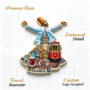Magnete per Frigorifero Personalizzato in Resina UV 3D con Rilievo, Souvenir <span class=keywords><strong>di</strong></span> Viaggio <span class=keywords><strong>Istanbul</strong></span>, Derivello Danzante, <span class=keywords><strong>Torre</strong></span> <span class=keywords><strong>Galata</strong></span>, Turchia, Regalo Promozionale - Product Image 5