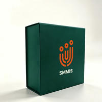 Boîte cadeau rigide magnétique pliable bleu vert foncé personnalisée avec logo sur mesure en carton mat pour présentation de bijoux et de marques de cadeaux