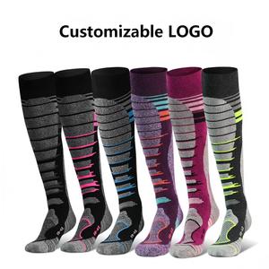 Chaussettes de <span class=keywords><strong>ski</strong></span> en laine mérinos, épaisses, avec coussinets en tissu éponge, thermiques, longues, pour hommes et femmes, idéales pour la randonnée, le trekking et les sports d'hiver - Product Image 2