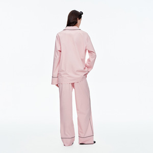 Women's Lyocell <b>Pajama</b> <b>Set</b> Long Sleeve With Lapel Milky White For Home Outdoor Use - Product Image 4