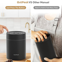 Conteneur de stockage de café en acier inoxydable avec cuillère, capacité de 750 ml (10,58 oz), un seul bouton, pour grains de café, avec système d'aspiration automatique