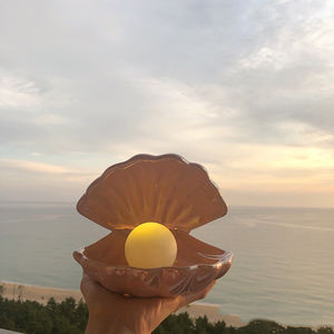 Lampe de nuit en céramique en forme de coquille de sirène avec perles, série Fille, pour décoration de chevet et de maison, cadeau de Noël - Product Image 5