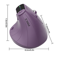Souris ergonomique verticale rechargeable pour droitiers, multi-appareils, sans fil BT 2.4G avec bouton de réglage des fonctions pour PC/tablette