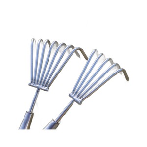 Nouveau Râteau de plage en acier inoxydable argenté à 3/5/7 dents <span class=keywords><strong>pour</strong></span> la déchaumption du sol, le ramassage des coquillages, le débroussaillage des feuilles et la collecte d'algues/coquillages - Épaissi - Product Image 1