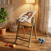 Siège bébé modulaire 4-en-1, tour d'apprentissage Montessori, structure en bois ultra-stable et durable, fonction chaise adulte, design pliable facilement