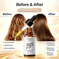 Huile capillaire à l'argan Lozee, huile de noix du Maroc, soin capillaire lissant et adoucissant pour cheveux bouclés, abîmés et secs, huile essentielle