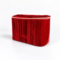 Trousse de Maquillage de Voyage en Velours Rouge Écrasé, Poignée Robuste, Double Fermeture Éclair Lisse pour Rangement de Produits de Beauté et Articles de Toilette