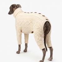 Pull pour chien en coton tricoté sur mesure, motif Aran irlandais, col roulé, quatre pattes, avec boutons en bois, artisanat traditionnel, vêtements pour animaux de compagnie, vente en gros