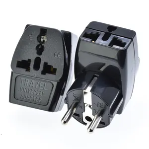 Universal to EU plug adapter Travel Germany European Poland Korean Russia 2 round pins 4.8MM Type-F 1 to 3 ways Charge converter