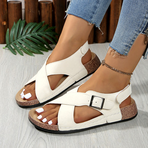 Women Large Cross Strap Beach Roman <b>Sandals</b> Summer New Thick Sole Wedge <b>Sandals</b> Wholesale - Product Image 3