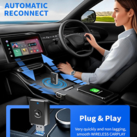Adaptateur sans fil CarPlay 4-en-1 pour téléphone vers voiture, télécommande GPS, port Type-C, prend en charge Android Auto/iOS/Android Auto Mirroring, lecture vidéo