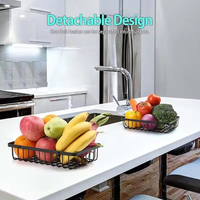 Étagère de rangement multifonctionnelle à double niveau en acier et bois pour cuisine, légumes, bouteilles d'assaisonnement, cosmétiques et maquillage, avec poignée