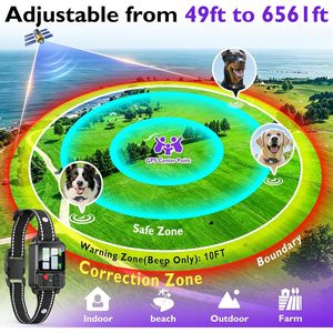 ปลอกคอสุนัขแบบไร้สาย Tatasara พร้อม GPS กันน้ำ IPX7 ปรับระยะได้ 49-6561 ฟุต สำหรับสุนัขน้ำหนัก 15-120 ปอนด์ สำหรับฝึกสุนัขในสวน - Product Image 2