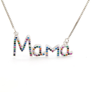 Mother's Day Jewelry Color CZ Mama <strong>Mum</strong> Mom Love Gold Plated Diamond Necklace Gift <strong>Jewellery</strong> - Product Image 5
