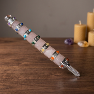 Péndulo de Cuarzo Rosa con Incrustaciones de Piedras Semipreciosas, Herramienta Hecha a Mano para Sanación de Chakras, Decoración del Hogar Inspirada en Feng Shui y Reiki - Product Image 2