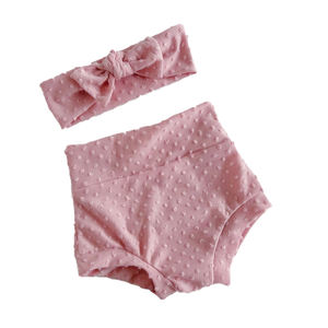 Rosa Swiss Dot Baby Girl Set Leggings Sombrero Diadema Arco Regalo Ducha Personalizado Recién Nacido Pantalones de algodón - Product Image 3