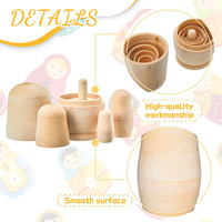 2 jeux de poupées gigognes non peintes Matryoshka en bois Kit de poupées de bricolage Personnalisez Créez votre propre poupée russe de Noël
