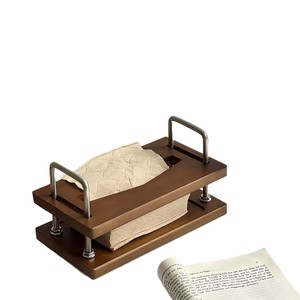 Caja de pañuelos de madera maciza con diseño flotante para extraer pañuelos, uso moderno en cafeterías - Product Image 5
