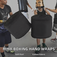 Bandages de boxe en coton noir pour l'entraînement, écologiques, respirants, haute élasticité, utilisables en toutes saisons