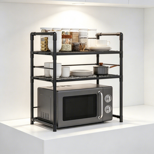 Étagère <span class=keywords><strong>de</strong></span> rangement <span class=keywords><strong>de</strong></span> cuisine à double couche en PP pour micro-ondes, support pour cuiseur à riz, support à vaisselle multicouche - Product Image 6