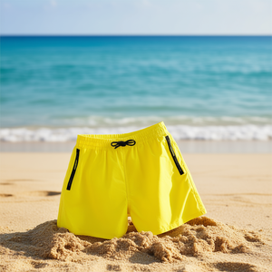 Buonic Pantalones cortos para hombre, bañadores con cintura elástica amarilla, pantalones cortos deportivos de secado rápido, M L XL XXL - Product Image 2