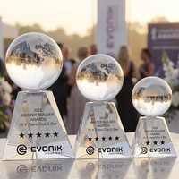 Trophée personnalisé en verre cristal, design globe de diamant bleu, ballon de golf, médaille commémorative pour champion d'équipe, prix