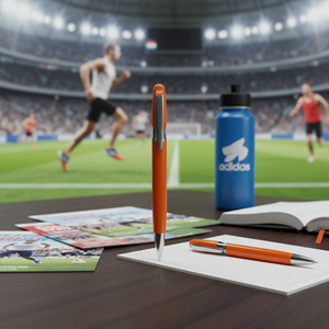 Penna a Sfera in Alluminio Arancione con Punta da 1.0mm, Penna Promozionale Sportiva in Plastica - Product Image 3